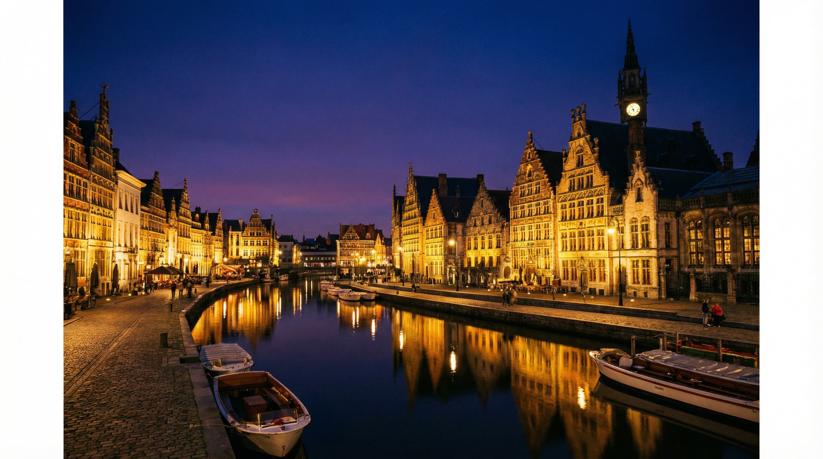 Ghent, Belgium at twilight