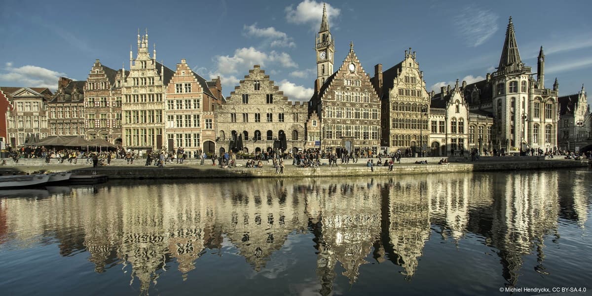 The Graslei, a historic canal frontage in Ghent, Belgium